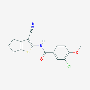 molecular formula C16H13ClN2O2S B244954 3-chloro-N-(3-cyano-5,6-dihydro-4H-cyclopenta[b]thiophen-2-yl)-4-methoxybenzamide 