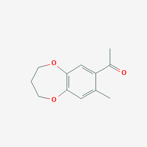 molecular formula C12H14O3 B2449545 1-(8-methyl-3,4-dihydro-2H-1,5-benzodioxepin-7-yl)ethanone CAS No. 1159693-27-2