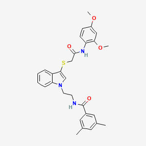 N-(2-(3-((2-((2,4-dimethoxyphenyl)amino)-2-oxoethyl)thio)-1H-indol-1-yl)ethyl)-3,5-dimethylbenzamide