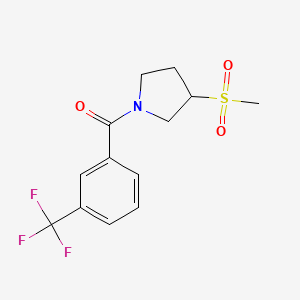 molecular formula C13H14F3NO3S B2449564 (3-(Methylsulfonyl)pyrrolidin-1-yl)(3-(trifluoromethyl)phenyl)methanone CAS No. 1448058-97-6