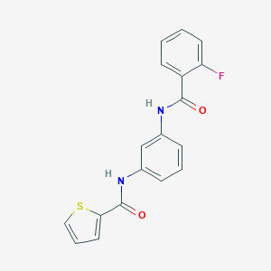 molecular formula C18H13FN2O2S B244957 N-{3-[(2-fluorobenzoyl)amino]phenyl}-2-thiophenecarboxamide 