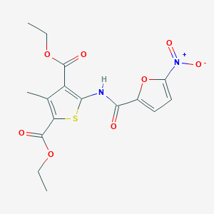 molecular formula C16H16N2O8S B244958 Diethyl 5-({5-nitro-2-furoyl}amino)-3-methyl-2,4-thiophenedicarboxylate 