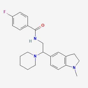 molecular formula C23H28FN3O B2449595 4-fluoro-N-(2-(1-methylindolin-5-yl)-2-(piperidin-1-yl)ethyl)benzamide CAS No. 921925-78-2