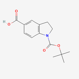 molecular formula C14H17NO4 B2449596 1-(Tert-butoxycarbonyl)indoline-5-carboxylic acid CAS No. 339007-88-4