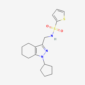molecular formula C17H23N3O2S2 B2449606 N-((1-环戊基-4,5,6,7-四氢-1H-吲唑-3-基)甲基)噻吩-2-磺酰胺 CAS No. 1448123-05-4