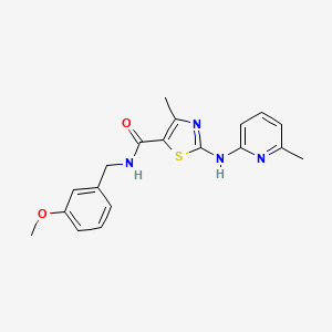 molecular formula C19H20N4O2S B2449612 N~5~-(3-methoxybenzyl)-4-methyl-2-[(6-methyl-2-pyridyl)amino]-1,3-thiazole-5-carboxamide CAS No. 1251602-02-4