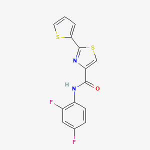 molecular formula C14H8F2N2OS2 B2449630 N-(2,4-二氟苯基)-2-(噻吩-2-基)-1,3-噻唑-4-甲酰胺 CAS No. 400080-69-5