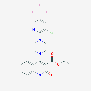 molecular formula C23H22ClF3N4O3 B2449634 4-{4-[3-氯-5-(三氟甲基)-2-吡啶基]哌嗪基}-1-甲基-2-氧代-1,2-二氢-3-喹啉甲酸乙酯 CAS No. 860789-41-9