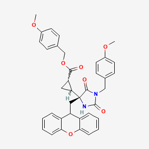 molecular formula C37H34N2O7 B2449637 Cyclopropanecarboxylic acid, 2-[(4R)-1-[(4-methoxyphenyl)methyl]-2,5-dioxo-4-(9H-xanthen-9-ylmethyl)-4-imidazolidinyl]-, (4-methoxyphenyl)methyl ester, (1S,2S)- CAS No. 203209-15-8
