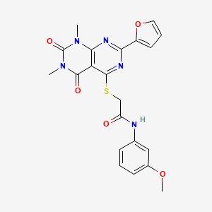 2-((2-(furan-2-yl)-6,8-dimethyl-5,7-dioxo-5,6,7,8-tetrahydropyrimido[4,5-d]pyrimidin-4-yl)thio)-N-(3-methoxyphenyl)acetamide
