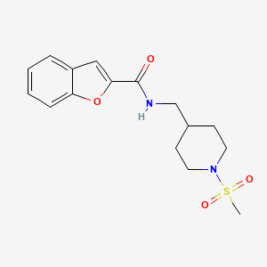 molecular formula C16H20N2O4S B2449664 N-((1-(甲基磺酰基)哌啶-4-基)甲基)苯并呋喃-2-甲酰胺 CAS No. 1235082-36-6
