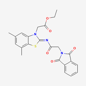 molecular formula C23H21N3O5S B2449667 (Z)-ethyl 2-(2-((2-(1,3-dioxoisoindolin-2-yl)acetyl)imino)-5,7-dimethylbenzo[d]thiazol-3(2H)-yl)acetate CAS No. 868675-13-2