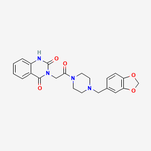 molecular formula C22H22N4O5 B2449668 3-[2-[4-(1,3-苯并二氧杂环-5-基甲基)哌嗪-1-基]-2-氧代乙基]-1H-喹唑啉-2,4-二酮 CAS No. 879570-04-4