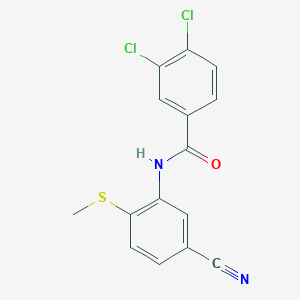 molecular formula C15H10Cl2N2OS B2449670 3,4-Dichloro-N-(5-cyano-2-(methylsulfanyl)phenyl)benzenecarboxamide CAS No. 303147-24-2