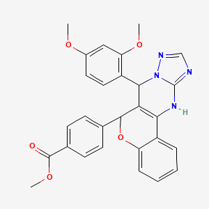 molecular formula C28H24N4O5 B2449677 methyl 4-(7-(2,4-dimethoxyphenyl)-7,12-dihydro-6H-chromeno[4,3-d][1,2,4]triazolo[1,5-a]pyrimidin-6-yl)benzoate CAS No. 868148-02-1