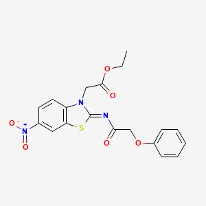 molecular formula C19H17N3O6S B2449678 (Z)-ethyl 2-(6-nitro-2-((2-phenoxyacetyl)imino)benzo[d]thiazol-3(2H)-yl)acetate CAS No. 865247-31-0