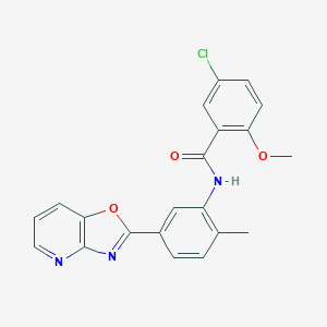 molecular formula C21H16ClN3O3 B244969 5-chloro-2-methoxy-N-(2-methyl-5-[1,3]oxazolo[4,5-b]pyridin-2-ylphenyl)benzamide 