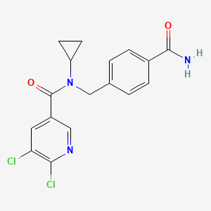 molecular formula C17H15Cl2N3O2 B2449690 N-[(4-carbamoylphenyl)methyl]-5,6-dichloro-N-cyclopropylpyridine-3-carboxamide CAS No. 1030237-90-1