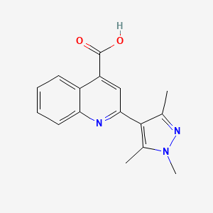 molecular formula C16H15N3O2 B2449698 2-(1,3,5-三甲基-1H-吡唑-4-基)喹啉-4-羧酸 CAS No. 1004643-71-3