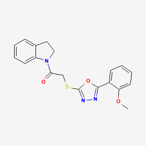 molecular formula C19H17N3O3S B2449702 1-({[5-(2-Methoxyphenyl)-1,3,4-oxadiazol-2-yl]thio}acetyl)indoline CAS No. 850936-89-9