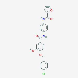 molecular formula C26H21ClN2O5 B244971 N-[4-({4-[(4-chlorobenzyl)oxy]-3-methoxybenzoyl}amino)phenyl]-2-furamide 