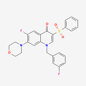 molecular formula C26H22F2N2O4S B2449712 6-氟-1-(3-氟苯甲基)-7-吗啉代-3-(苯磺酰基)喹啉-4(1H)-酮 CAS No. 892761-43-2