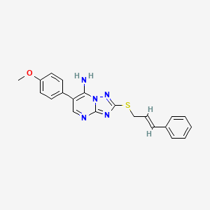 molecular formula C21H19N5OS B2449713 6-(4-甲氧基苯基)-2-[(3-苯基-2-丙烯基)硫代][1,2,4]三唑并[1,5-a]嘧啶-7-胺 CAS No. 338751-63-6
