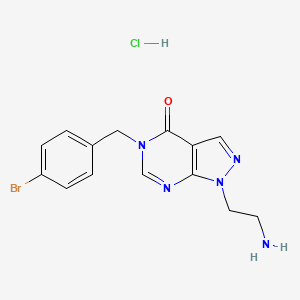 molecular formula C14H15BrClN5O B2449715 1-(2-Aminoethyl)-5-[(4-bromophenyl)methyl]pyrazolo[3,4-d]pyrimidin-4-one;hydrochloride CAS No. 2320214-42-2