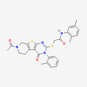 2-((7-acetyl-4-oxo-3-(o-tolyl)-3,4,5,6,7,8-hexahydropyrido[4',3':4,5]thieno[2,3-d]pyrimidin-2-yl)thio)-N-(2,5-dimethylphenyl)acetamide