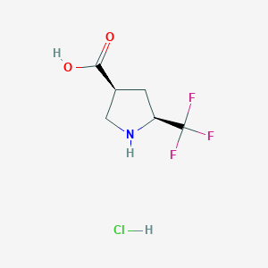 molecular formula C6H9ClF3NO2 B2449725 (3S,5S)-5-(三氟甲基)吡咯烷-3-羧酸；盐酸盐 CAS No. 2418594-02-0