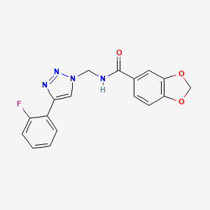 molecular formula C17H13FN4O3 B2449726 N-{[4-(2-fluorophenyl)-1H-1,2,3-triazol-1-yl]methyl}-2H-1,3-benzodioxole-5-carboxamide CAS No. 2415603-23-3