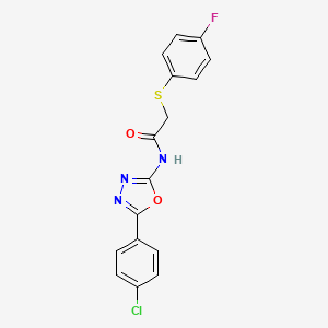 molecular formula C16H11ClFN3O2S B2449730 N-[5-(4-chlorophenyl)-1,3,4-oxadiazol-2-yl]-2-(4-fluorophenyl)sulfanylacetamide CAS No. 896019-38-8