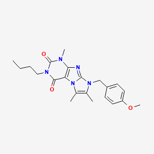 molecular formula C22H27N5O3 B2449740 2-ブチル-6-[(4-メトキシフェニル)メチル]-4,7,8-トリメチルプリン[7,8-a]イミダゾール-1,3-ジオン CAS No. 887865-46-5