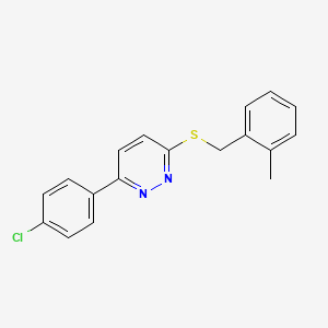 molecular formula C18H15ClN2S B2449745 3-(4-Chlorophenyl)-6-((2-methylbenzyl)thio)pyridazine CAS No. 872688-69-2