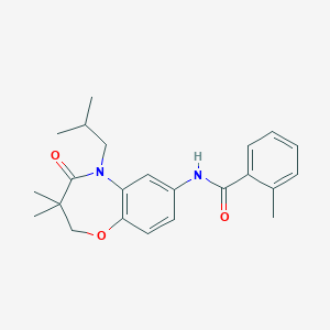 molecular formula C23H28N2O3 B2449746 N-(5-isobutyl-3,3-dimethyl-4-oxo-2,3,4,5-tetrahydrobenzo[b][1,4]oxazepin-7-yl)-2-methylbenzamide CAS No. 921792-51-0