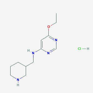 molecular formula C12H21ClN4O B2449751 6-Ethoxy-N-(piperidin-3-ylmethyl)pyrimidin-4-amine hydrochloride CAS No. 1353965-92-0