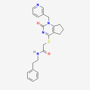 2-((2-oxo-1-(pyridin-3-ylmethyl)-2,5,6,7-tetrahydro-1H-cyclopenta[d]pyrimidin-4-yl)thio)-N-phenethylacetamide