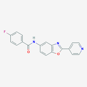molecular formula C19H12FN3O2 B244979 4-Fluoro-N-(2-pyridin-4-yl-benzooxazol-5-yl)-benzamide 