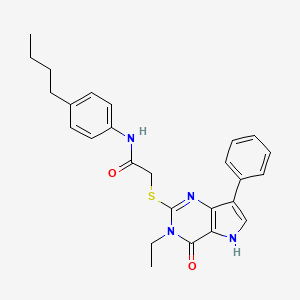 molecular formula C26H28N4O2S B2449794 N-(4-butylphenyl)-2-[(3-ethyl-4-oxo-7-phenyl-4,5-dihydro-3H-pyrrolo[3,2-d]pyrimidin-2-yl)sulfanyl]acetamide CAS No. 1261007-59-3