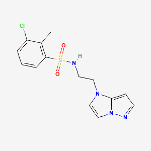 molecular formula C14H15ClN4O2S B2449802 N-(2-(1H-imidazo[1,2-b]pyrazol-1-yl)ethyl)-3-chloro-2-methylbenzenesulfonamide CAS No. 1795300-20-7