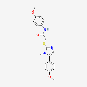 molecular formula C20H21N3O3S B2449805 N-(4-methoxyphenyl)-2-((5-(4-methoxyphenyl)-1-methyl-1H-imidazol-2-yl)thio)acetamide CAS No. 932329-80-1