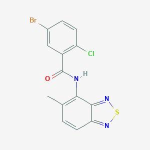 molecular formula C14H9BrClN3OS B244981 5-bromo-2-chloro-N-(5-methyl-2,1,3-benzothiadiazol-4-yl)benzamide 