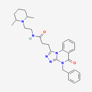 molecular formula C28H34N6O2 B2449829 3-(4-benzyl-5-oxo-[1,2,4]triazolo[4,3-a]quinazolin-1-yl)-N-[2-(2,6-dimethylpiperidin-1-yl)ethyl]propanamide CAS No. 902957-92-0