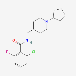 molecular formula C18H24ClFN2O B2449854 2-chloro-N-((1-cyclopentylpiperidin-4-yl)methyl)-6-fluorobenzamide CAS No. 953992-77-3