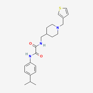 molecular formula C22H29N3O2S B2449867 N1-(4-isopropylphenyl)-N2-((1-(thiophen-3-ylmethyl)piperidin-4-yl)methyl)oxalamide CAS No. 1235081-49-8