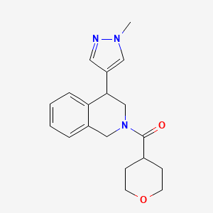 molecular formula C19H23N3O2 B2449875 (4-(1-methyl-1H-pyrazol-4-yl)-3,4-dihydroisoquinolin-2(1H)-yl)(tetrahydro-2H-pyran-4-yl)methanone CAS No. 2319804-08-3