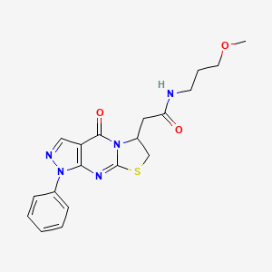 molecular formula C19H21N5O3S B2449890 N-(3-甲氧基丙基)-2-(4-氧代-1-苯基-1,4,6,7-四氢吡唑并[3,4-d]噻唑并[3,2-a]嘧啶-6-基)乙酰胺 CAS No. 941889-65-2