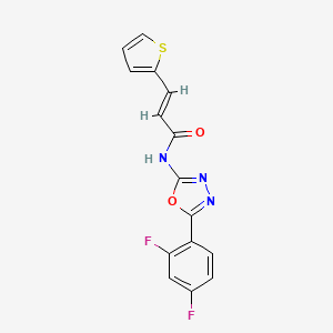 molecular formula C15H9F2N3O2S B2449900 (E)-N-(5-(2,4-二氟苯基)-1,3,4-恶二唑-2-基)-3-(噻吩-2-基)丙烯酰胺 CAS No. 1173503-20-2