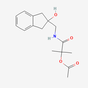 molecular formula C16H21NO4 B2449909 1-(((2-羟基-2,3-二氢-1H-茚-2-基)甲基)氨基)-2-甲基-1-氧代丙烷-2-基乙酸酯 CAS No. 2034407-83-3