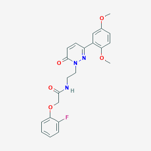 molecular formula C22H22FN3O5 B2449921 N-(2-(3-(2,5-dimethoxyphenyl)-6-oxopyridazin-1(6H)-yl)ethyl)-2-(2-fluorophenoxy)acetamide CAS No. 1020974-75-7
